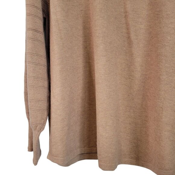 Chico's Women's Cashmere Blend Puffed Tiered Sleeve Detail Camel Sweater Size XL - Picture 13 of 13